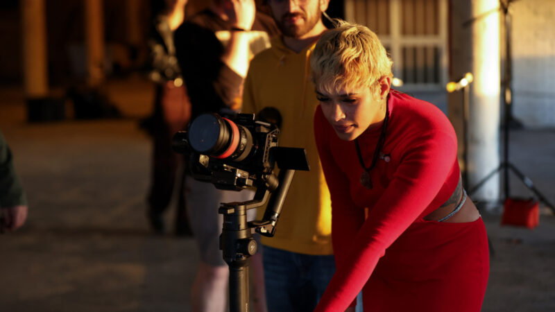 Taylor Tatum looks behind the camera during her live AMP session at Factory Two. Photo: Alongside Multimedia Agency